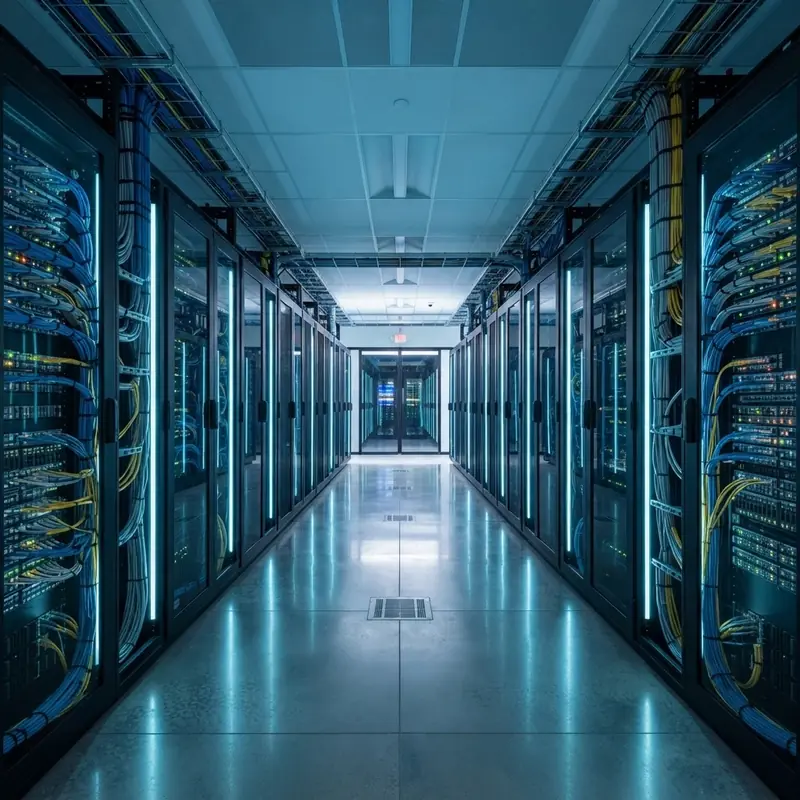 Sala de racks com cabeamento perfeitamente organizado